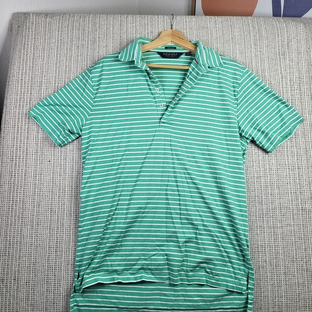 Vintage Polo Golf‎ Ralph Lauren Polo Shirt Mens Medium Stripe Lisle Golf 90s